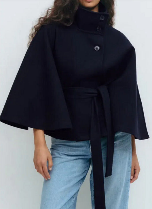 Women’s Elegant High Neck Belted Coat
