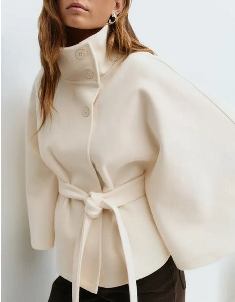 Women’s Elegant High Neck Belted Coat