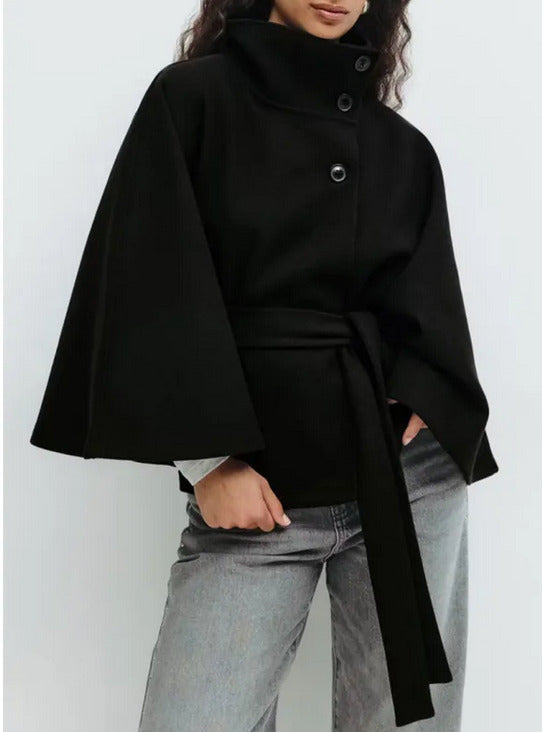 Women’s Elegant High Neck Belted Coat