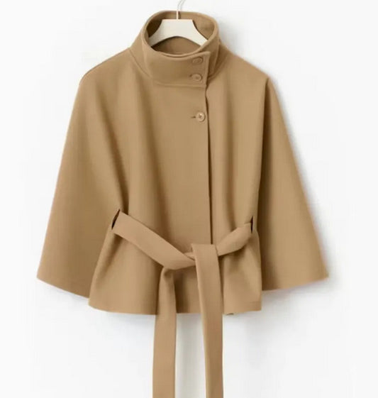 Women’s Elegant High Neck Belted Coat